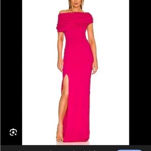 Yaura One Shoulder Maxi Dress in Fuchsia